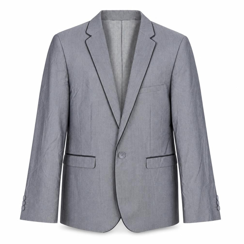 Front view of Next boys’ grey suit jacket, 12 years, formal gingham