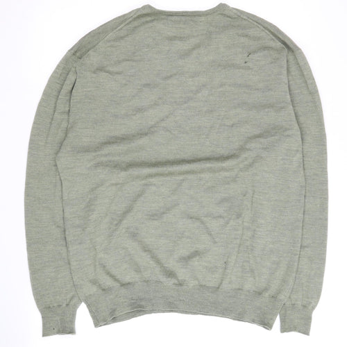 Sand Men's Green Merino Wool V-Neck Pullover - Size L