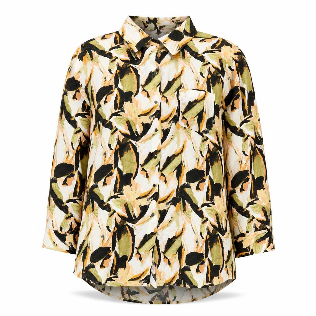 Front view of Country Casuals Women's Multicoloured Abstract Button-Up Shirt, size 18