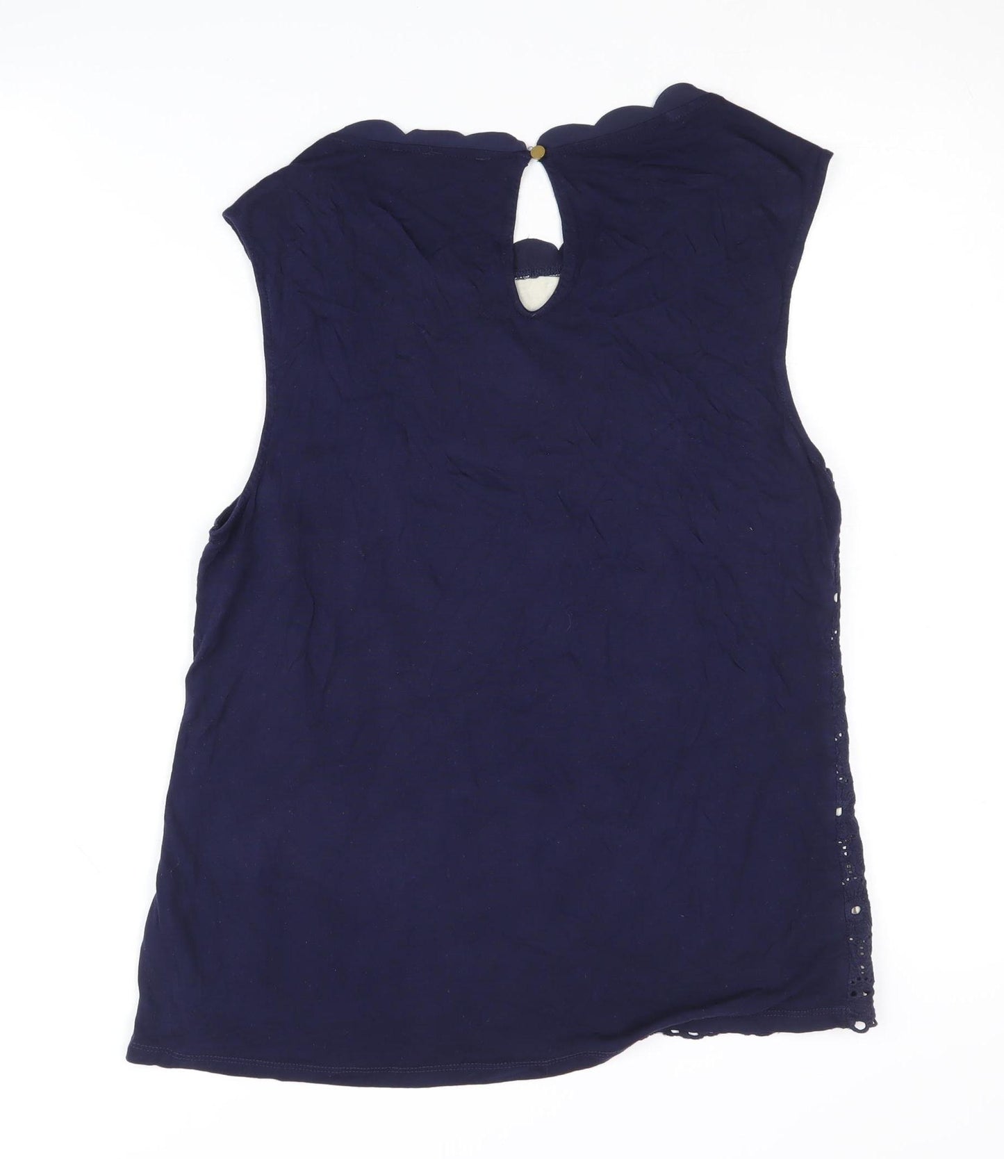 Oasis Women's Blue Sleeveless Embroidered Blouse M