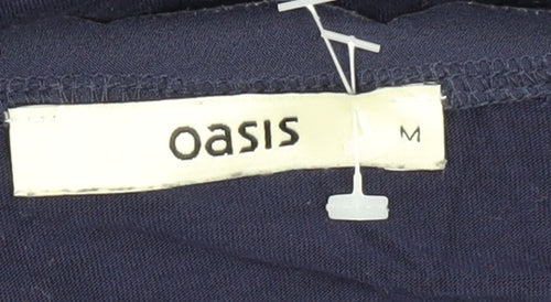 Oasis Women's Blue Sleeveless Embroidered Blouse M