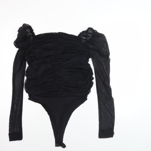 Missguided Women's Black Tall Bodysuit, Size 14, Ruched