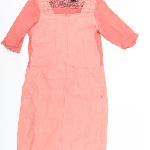 Sandwich Women's Pink Linen Dress 10 Square Neck