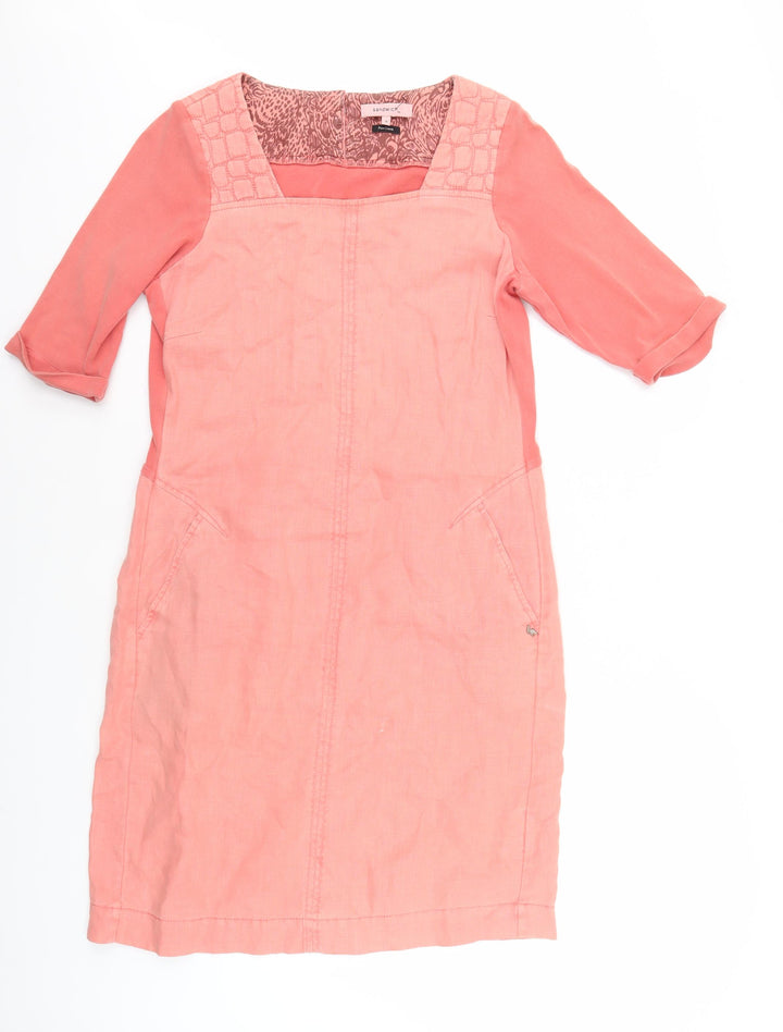 Sandwich Women's Pink Linen Dress 10 Square Neck