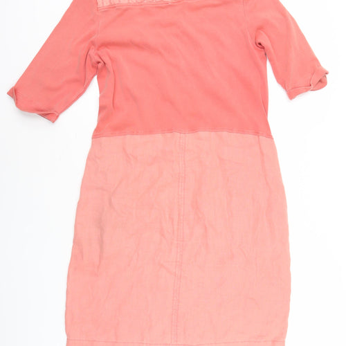 Sandwich Women's Pink Linen Dress 10 Square Neck