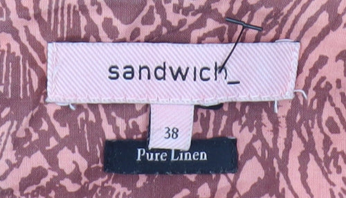 Sandwich Women's Pink Linen Dress 10 Square Neck