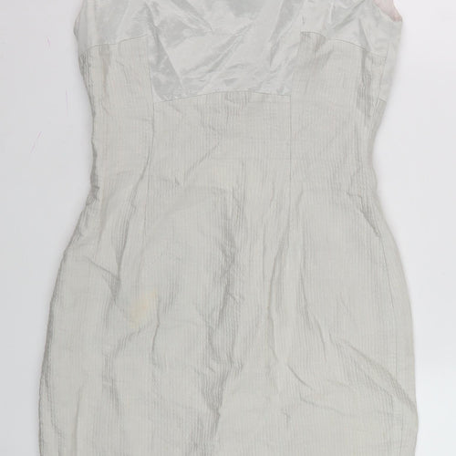 Karen Millen Women Silver Sheath Dress, Size 10