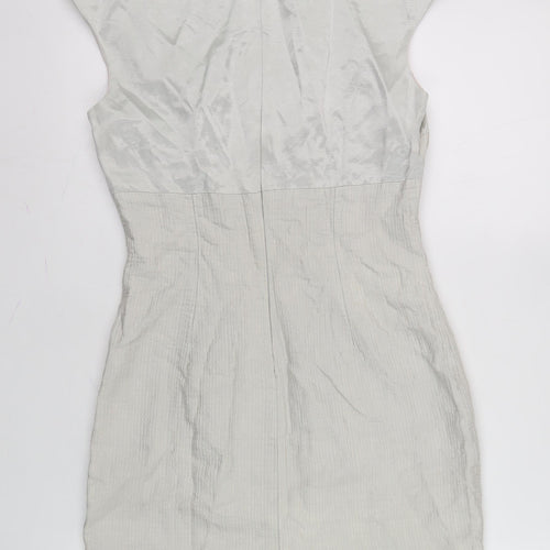 Karen Millen Women Silver Sheath Dress, Size 10