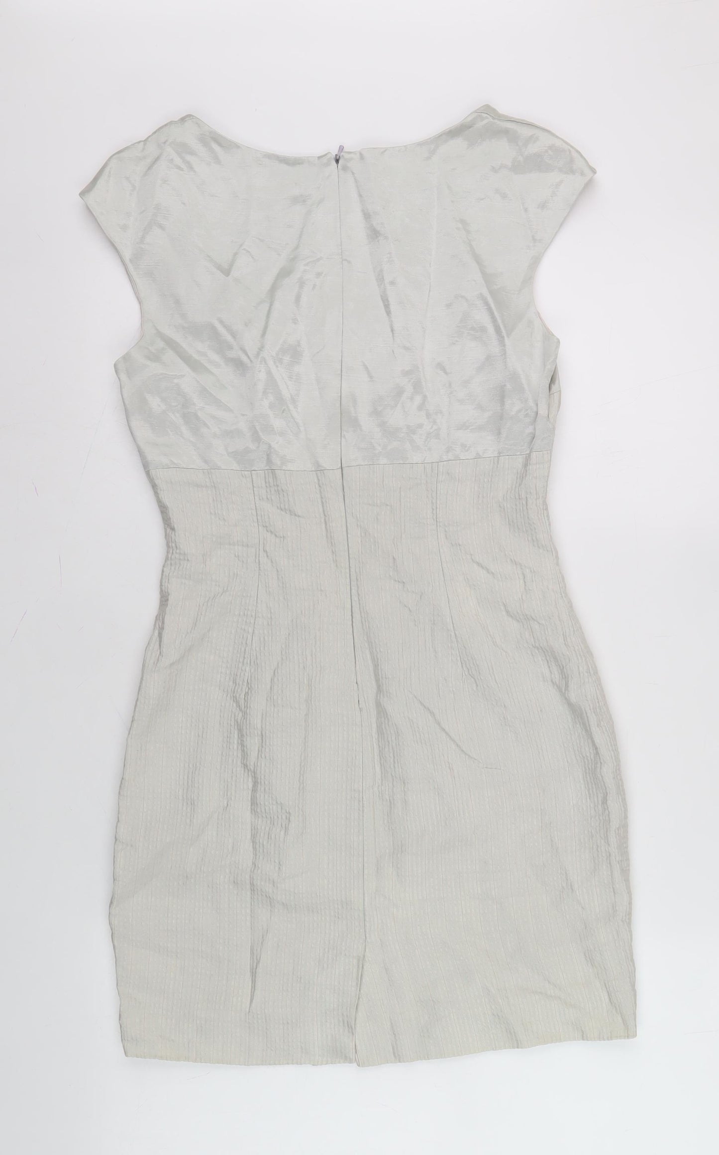 Karen Millen Women Silver Sheath Dress, Size 10