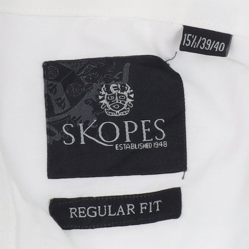 Skopes Men's White Regular Fit Dress Shirt 15.5