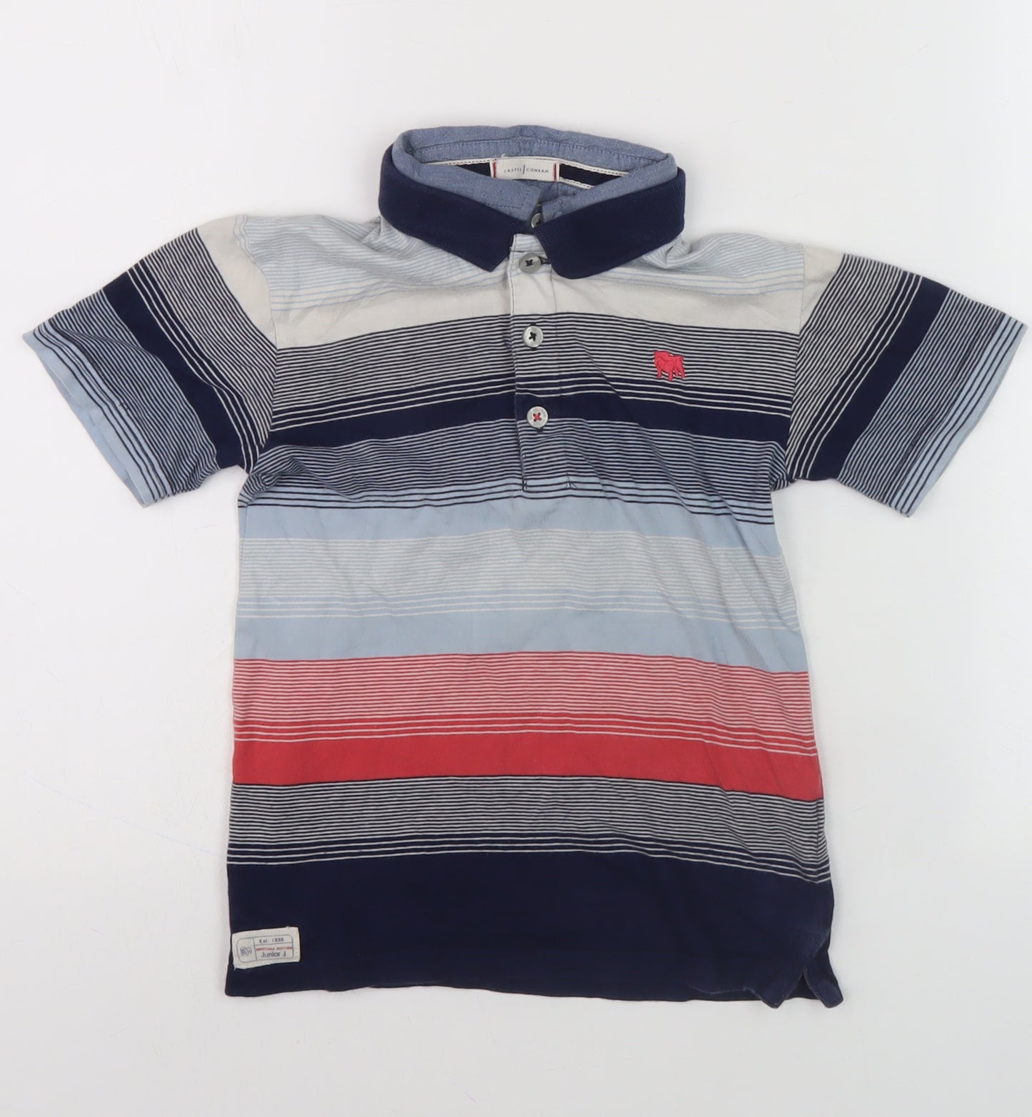 Junior J Boys Blue Striped Polo Shirt, Age 5-6, Casual Style