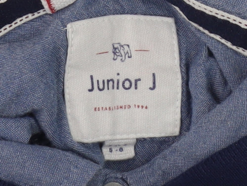 Junior J Boys Blue Striped Polo Shirt, Age 5-6, Casual Style