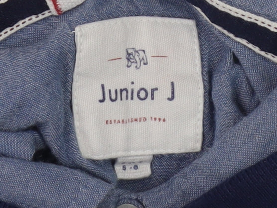 Junior J Boys Blue Striped Polo Shirt, Age 5-6, Casual Style