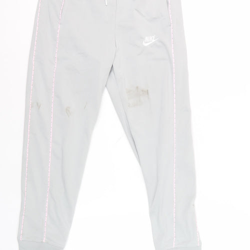 Nike Girls Grey Jogger Trousers L with Elastic Waist