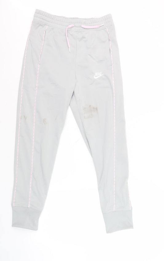 Nike Girls Grey Jogger Trousers L with Elastic Waist