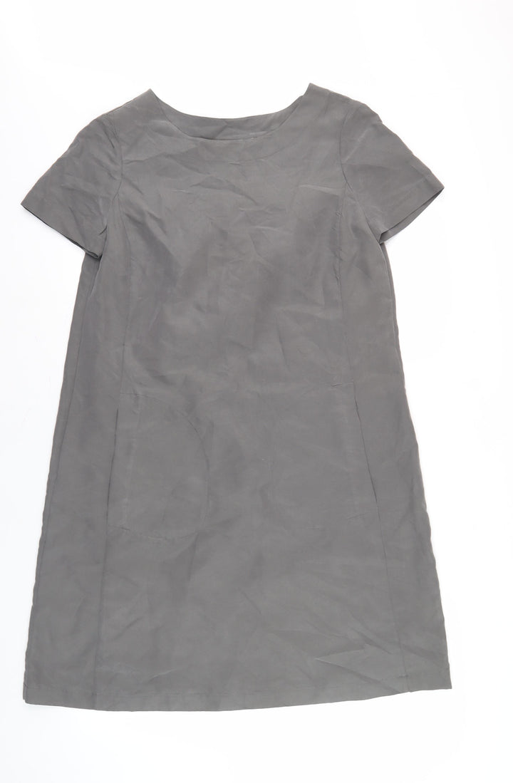 White Company Women's Grey Shift Dress Size 8
