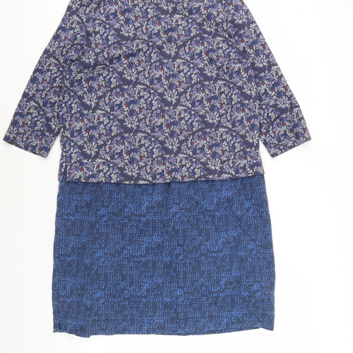 White Stuff Women's Blue Floral Shift Dress Size 10