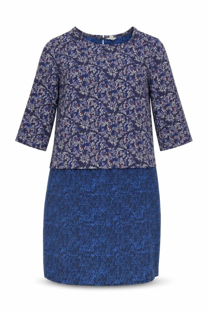 Front view of White Stuff Women's Blue Floral Shift Dress, size 10