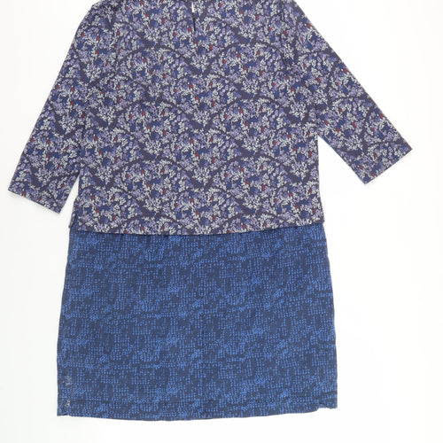 White Stuff Women's Blue Floral Shift Dress Size 10