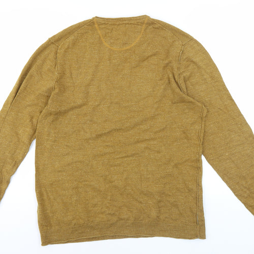 Men's Brown Cotton V-Neck Pullover Jumper Size M