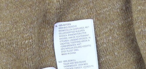 Men's Brown Cotton V-Neck Pullover Jumper Size M