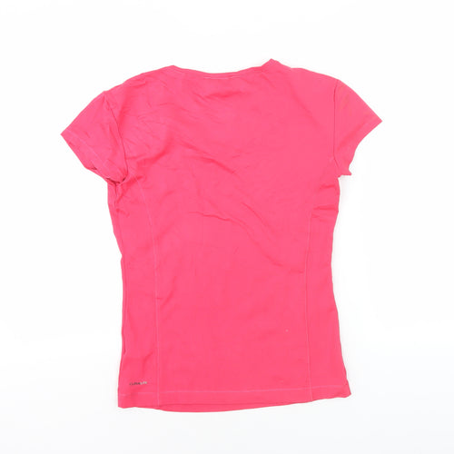Adidas Women's Pink Slim V-Neck T-Shirt, Size 12