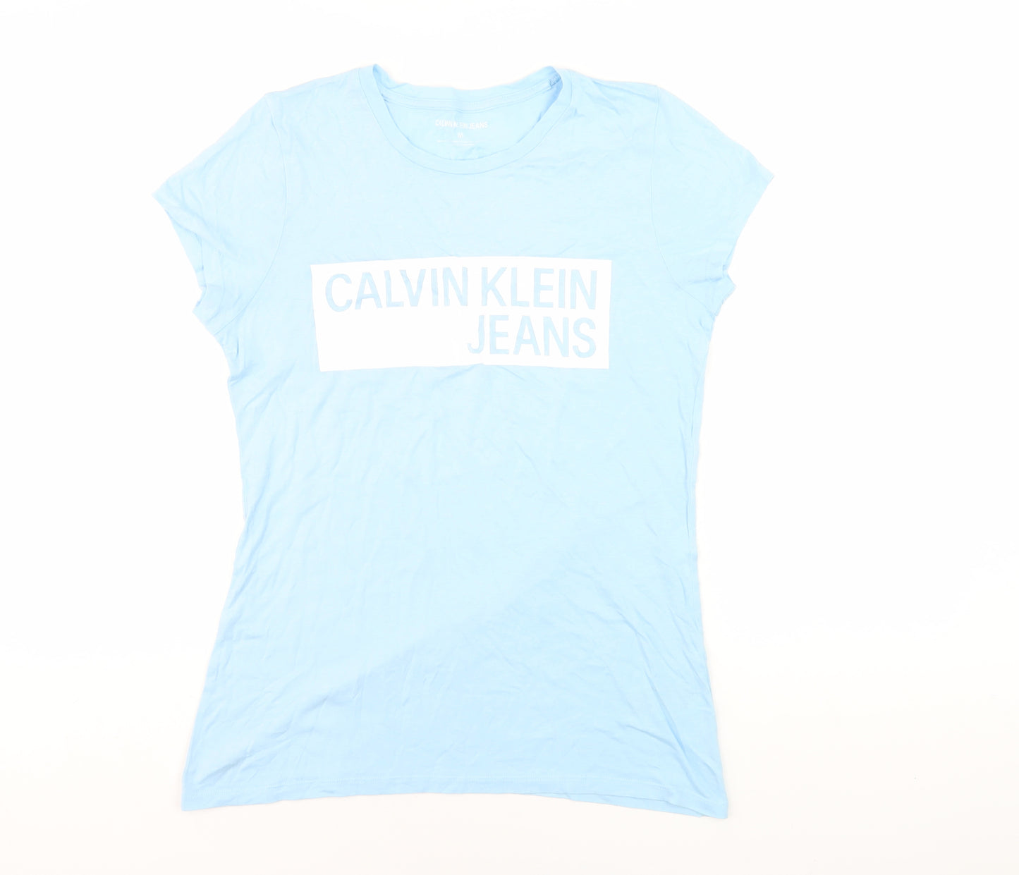 Calvin Klein Women's Blue T-Shirt, Size M, Short Sleeve