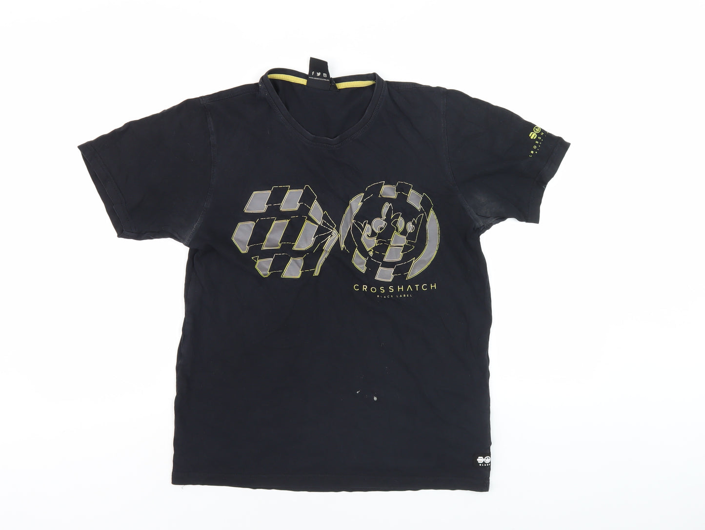 Crosshatch Men's Black Graphic T-Shirt, Size S, Logo Accent