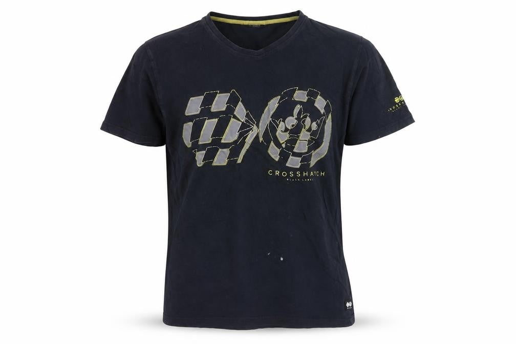 Crosshatch Men's Black Graphic T-Shirt, Size S, Logo Accent