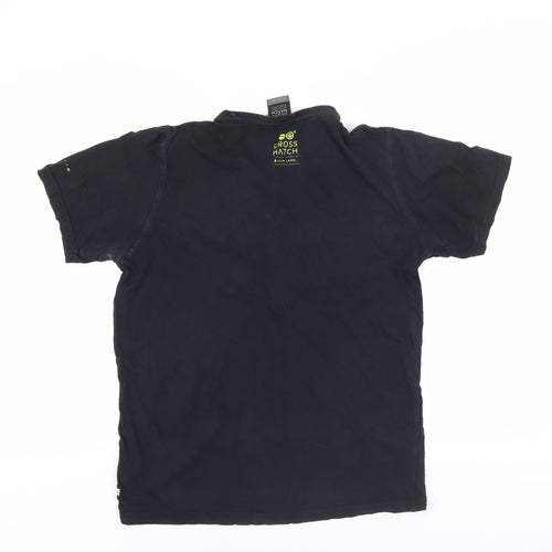 Crosshatch Men's Black Graphic T-Shirt, Size S, Logo Accent