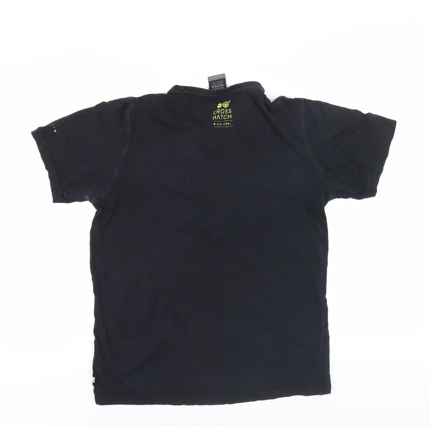 Crosshatch Men's Black Graphic T-Shirt, Size S, Logo Accent