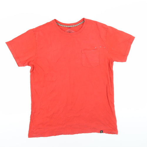 Joe Browns Men's Red Crew Neck T-Shirt, M, Solid Cotton