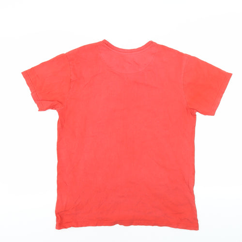 Joe Browns Men's Red Crew Neck T-Shirt, M, Solid Cotton