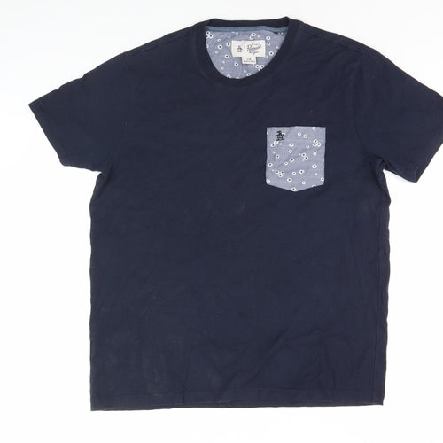 Penguin Men's Blue Cotton Crew Neck T-Shirt Large