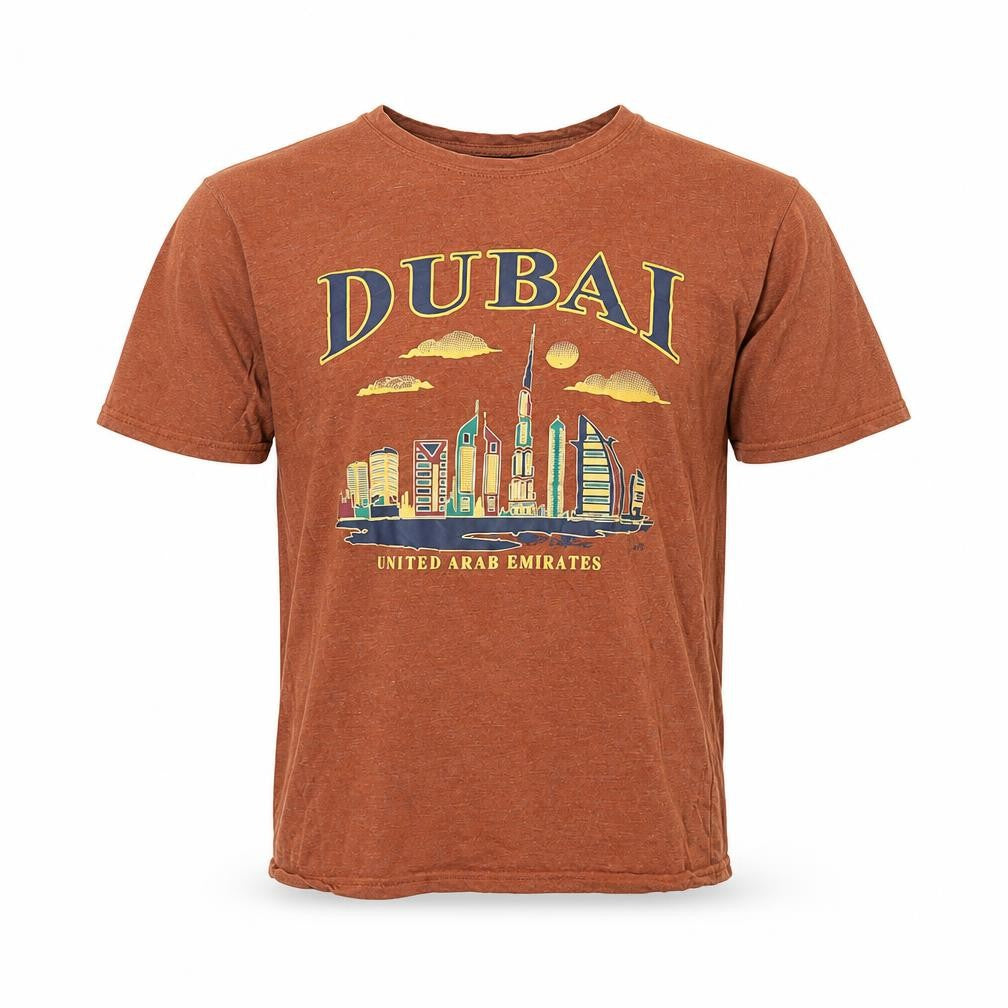 Dubshi Men’s Brown Dubai Graphic Print T-Shirt L