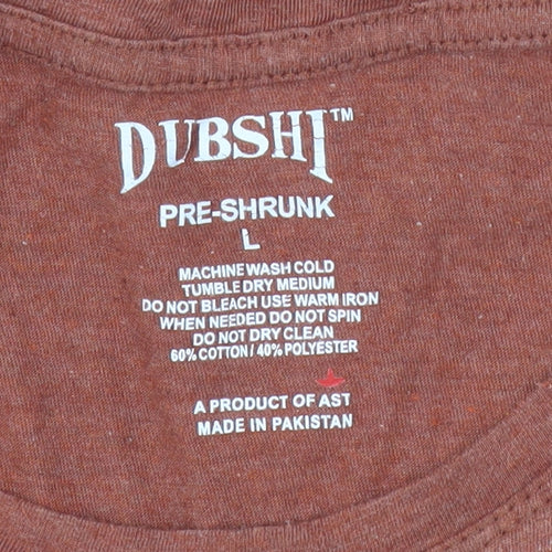 Dubshi Men’s Brown Dubai Graphic Print T-Shirt L