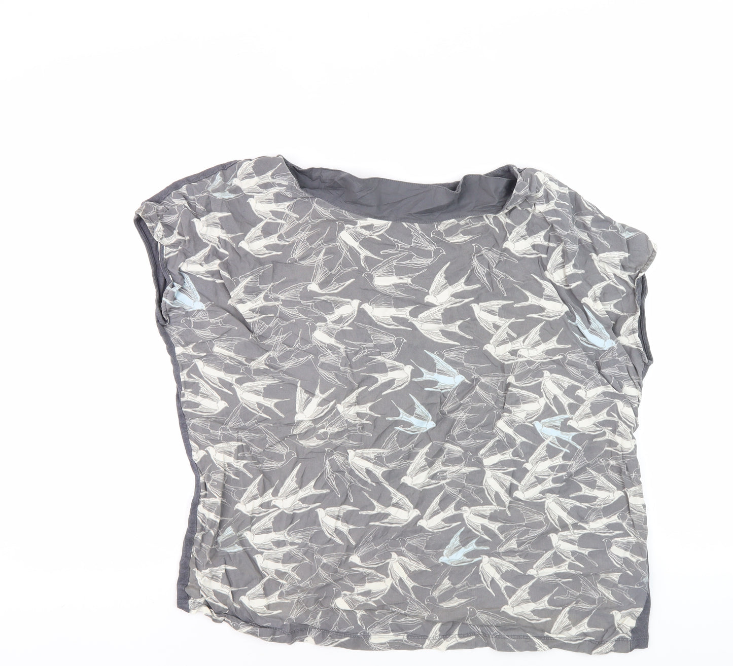 White Stuff Women's Grey Bird Print Sleeveless Blouse