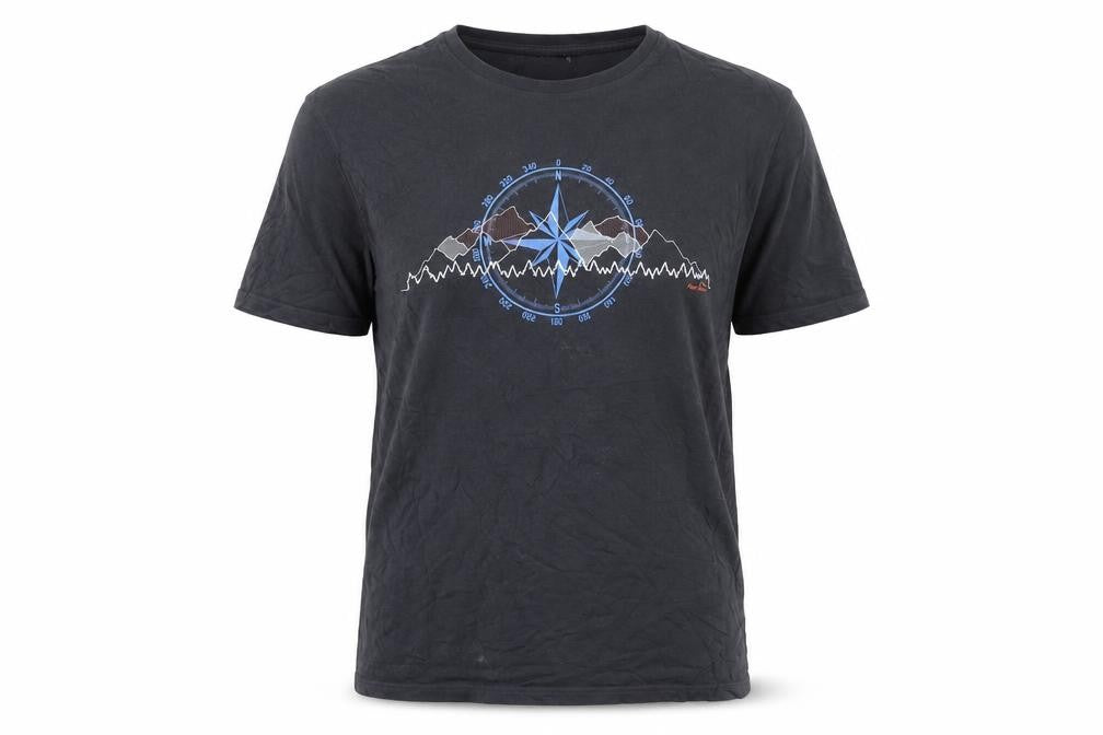 Front view of Peter Storm Men's Black Graphic Print T-Shirt, size M