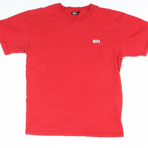 HERA Men's Red T-Shirt, Size S, Casual Short Sleeve