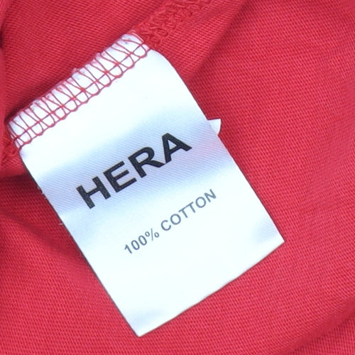 HERA Men's Red T-Shirt, Size S, Casual Short Sleeve