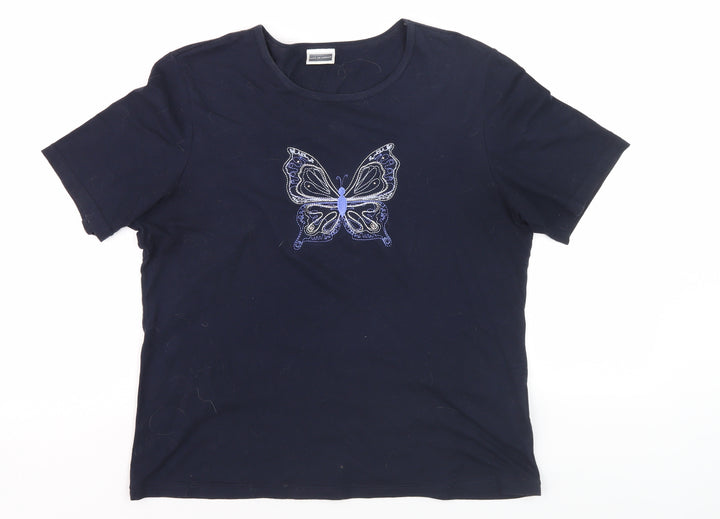 Anne de Lancay Women's Black Butterfly T-Shirt M