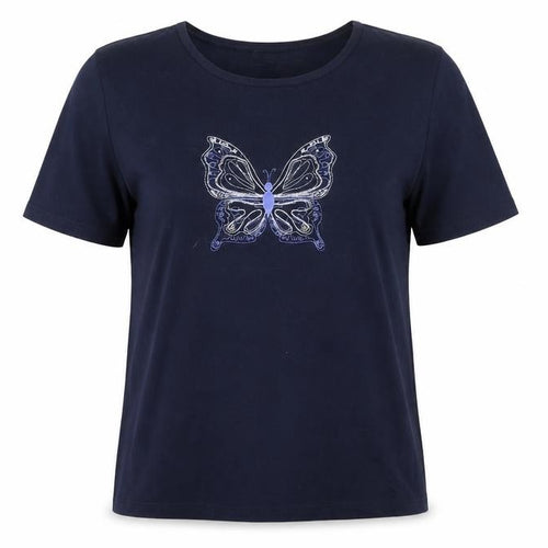 Anne de Lancay Women's Black Butterfly T-Shirt M