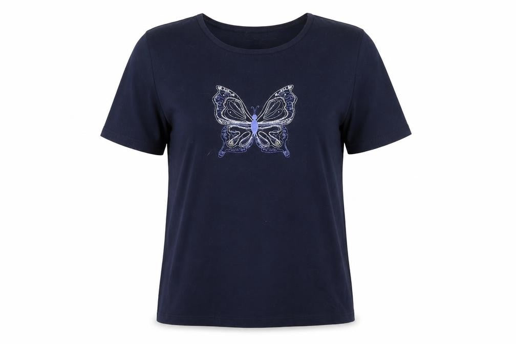 Anne de Lancay Women's Black Butterfly T-Shirt M