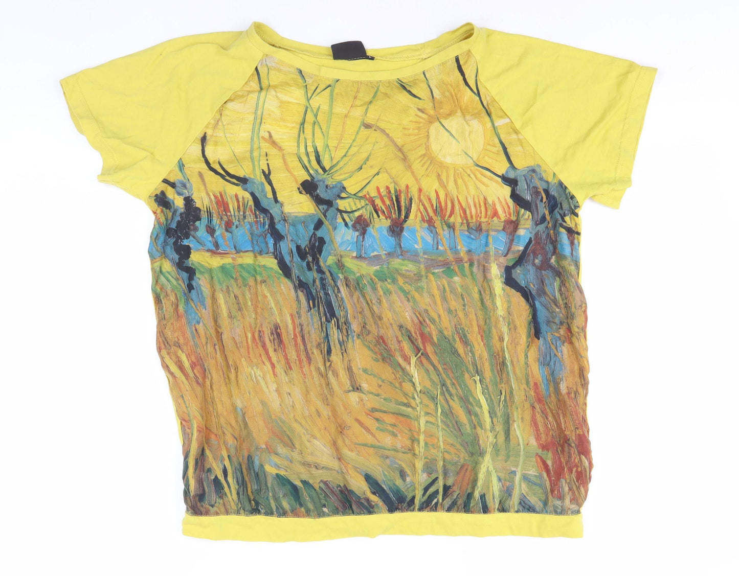 TATE Women's Yellow Art Print T-Shirt Size L