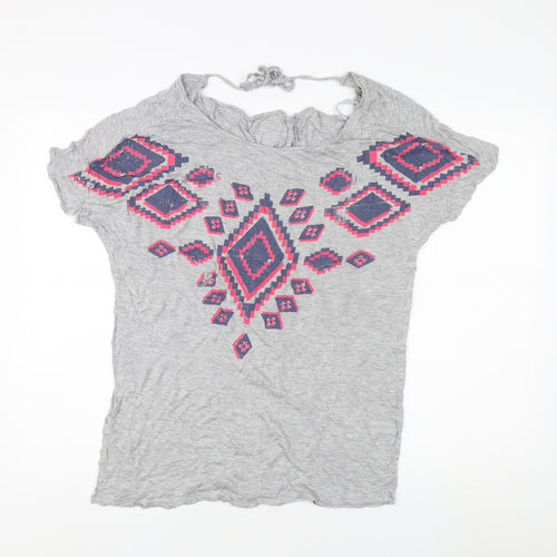 Monsoon Women's Grey Geometric T-Shirt, Size S