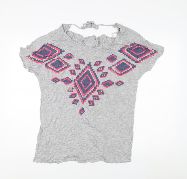 Monsoon Women's Grey Geometric T-Shirt, Size S