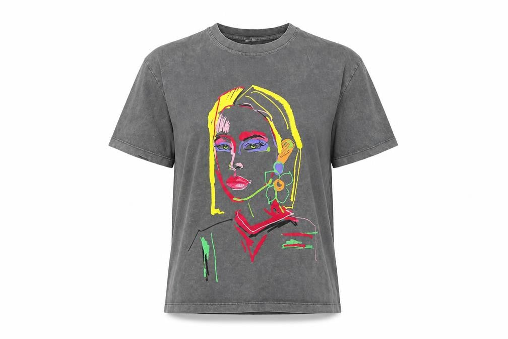 Zara Women's Grey Art T-Shirt, 2XS, Cotton