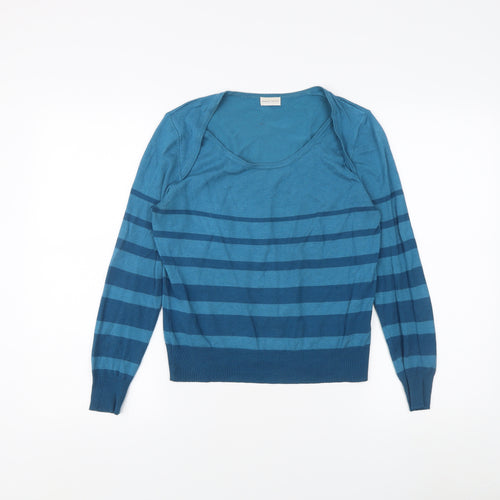 Minuet Petite Women's Blue Striped Pullover Jumper S