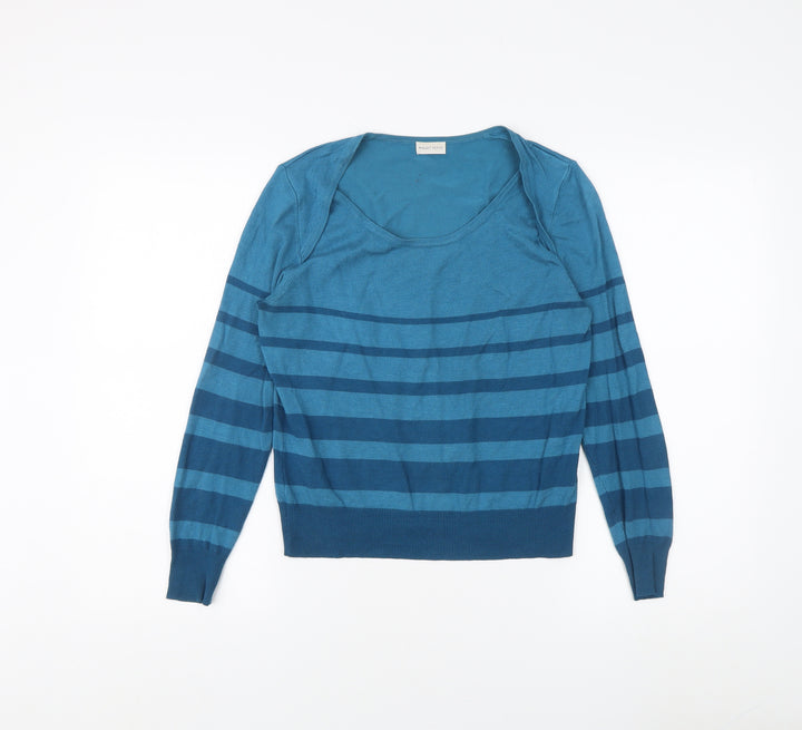 Minuet Petite Women's Blue Striped Pullover Jumper S
