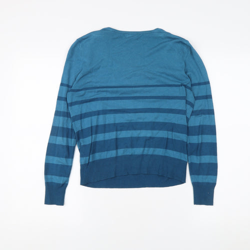 Minuet Petite Women's Blue Striped Pullover Jumper S